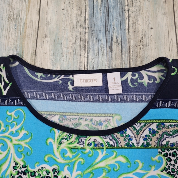Chico's Colorful Patterned Top. - Picture 5 of 7